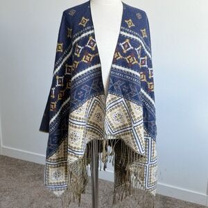 World Market Blanket‎ Poncho Cape Boho Festival Wrap Soft Cozy Dopamine